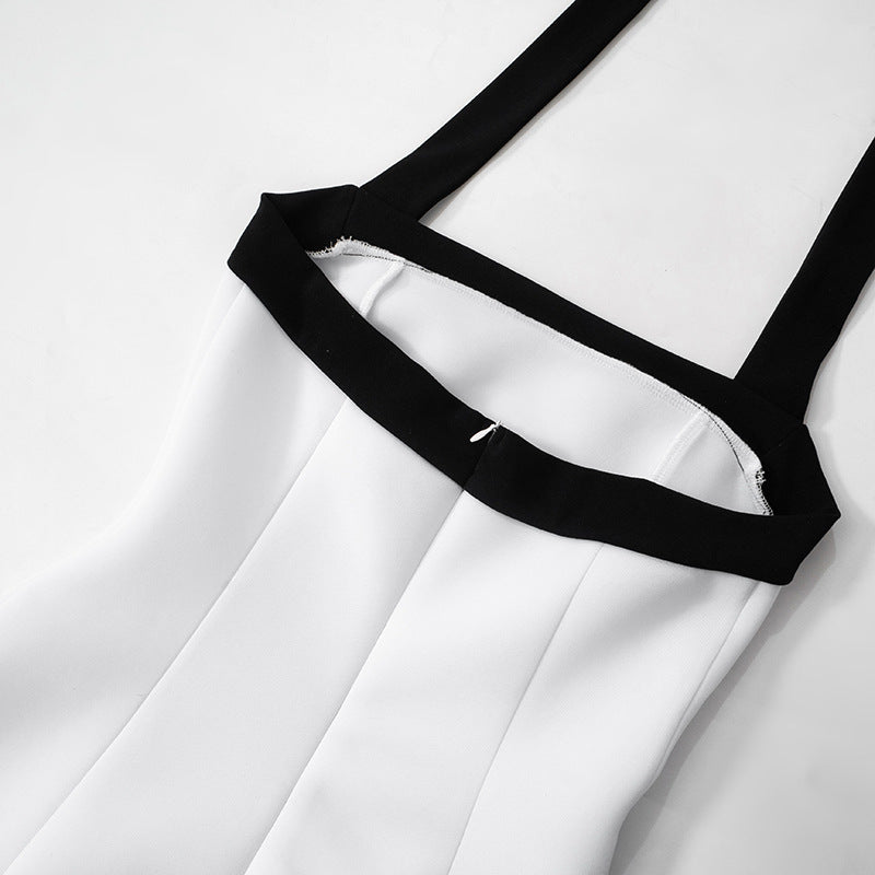 Sexy Black Halter Off Shoulder White Mini Dress Women Sleeveless Casual Vestido 2025 Spring Summer Lolita Y2K Clothes