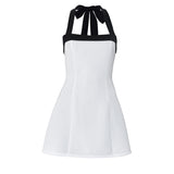 Sexy Black Halter Off Shoulder White Mini Dress Women Sleeveless Casual Vestido 2025 Spring Summer Lolita Y2K Clothes